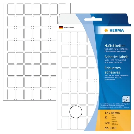 HERMA label manual 12 x 18 white mm, 1792 pcs.