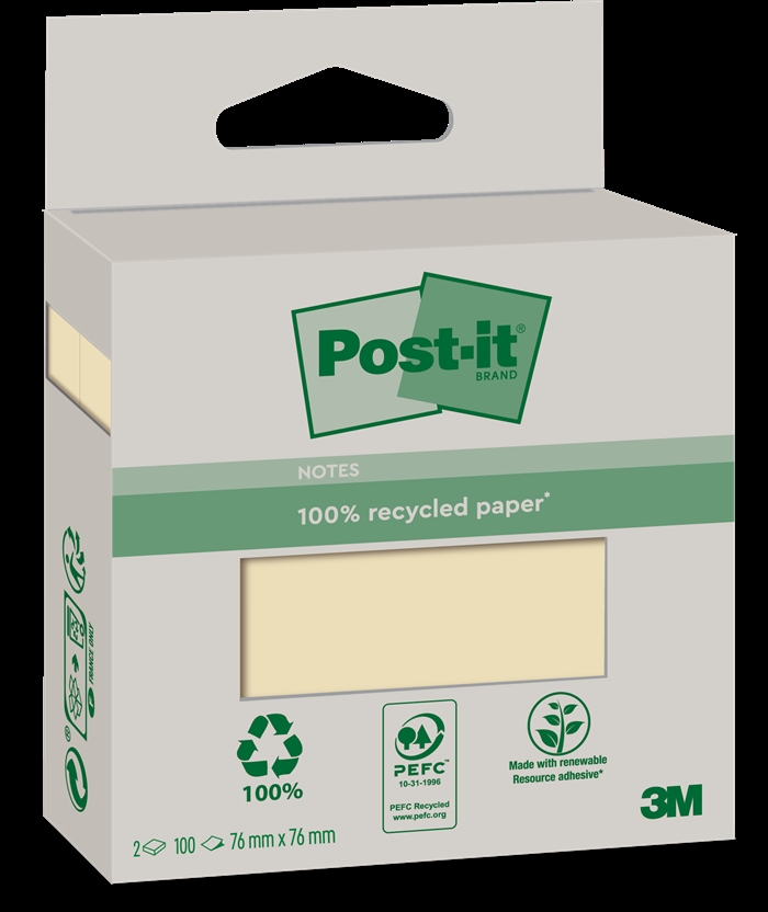 3M Post-it Canary Yellow 76 x 76 mm, Recycl