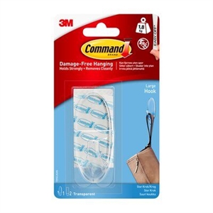 3M Command transparent large hook 1.8 kg, 1 hook, 2 strips