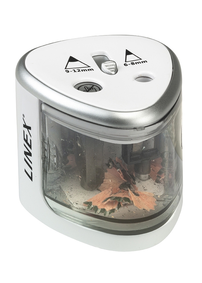 Linex pencil sharpener double battery white