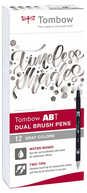 Tombow Marker ABT Dual Brush 12P-3 sive boje (12)