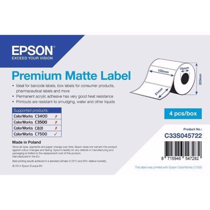 Premium Matte Label - izrezane naljepnice 102 mm x 51 mm (2310 naljepnica)