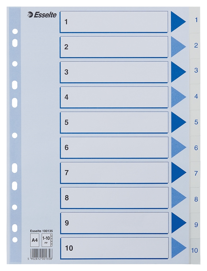 Esselte Register PP A4 1-10 white