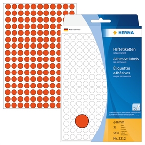 HERMA manual label ø8 red mm, 5632 pcs.