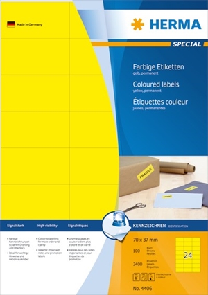 HERMA label Special 70 x 37 yellow mm, 2400 pieces.