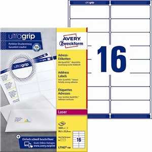 Avery L7162-100 Address Labels 99.1 x 33.9 mm QP+UG mm, 1600 pcs.