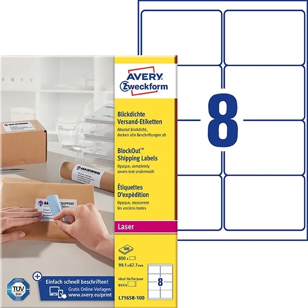 Avery address label 99.1 x 67.7 mm BlockOut mm, 800 pcs.