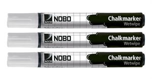 Nobo WB marker Chalkmarker za staklenu ploču okrugli bijeli (3)