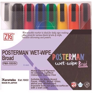 ZIG Marker Posterman vlažne maramice 6mm 8 - set