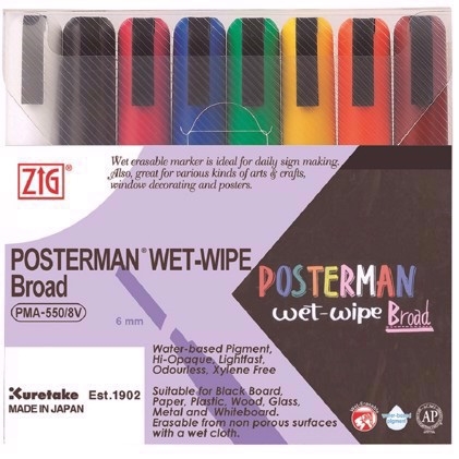 ZIG Marker Posterman vlažne maramice 6mm 8 - set