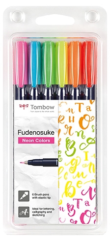 Tombow Marker Fudenosuke tvrdi neonski set (6)